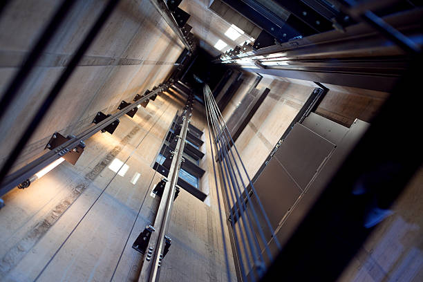 Inside a modern lift shaft.